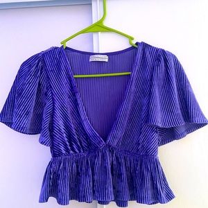 Urban Outfitters frilly and loose purple velvet top